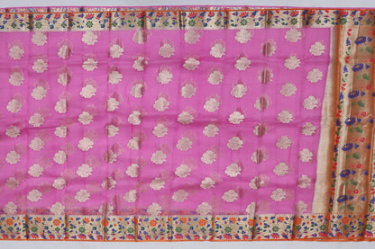 Organza Organza Butta Pink Sale Saree