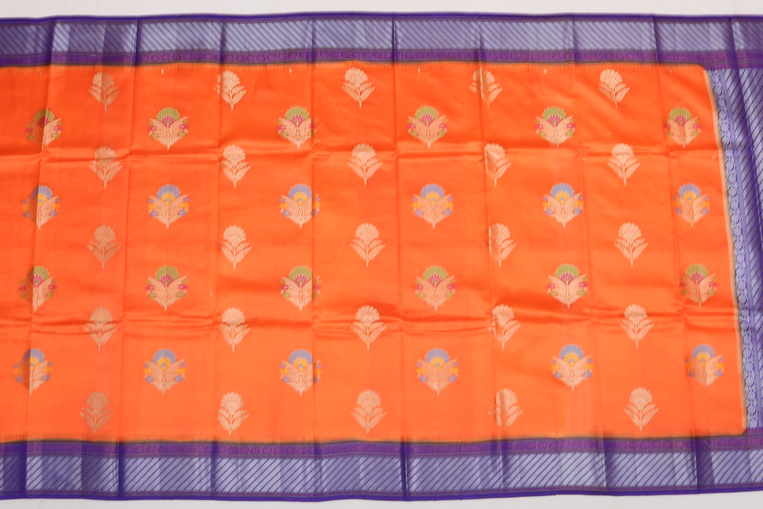 Chiniya Silk Silk Butta Orange Sale Saree