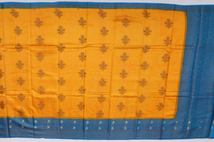 Linen Silk Cotton Butta Yellow Sale Saree