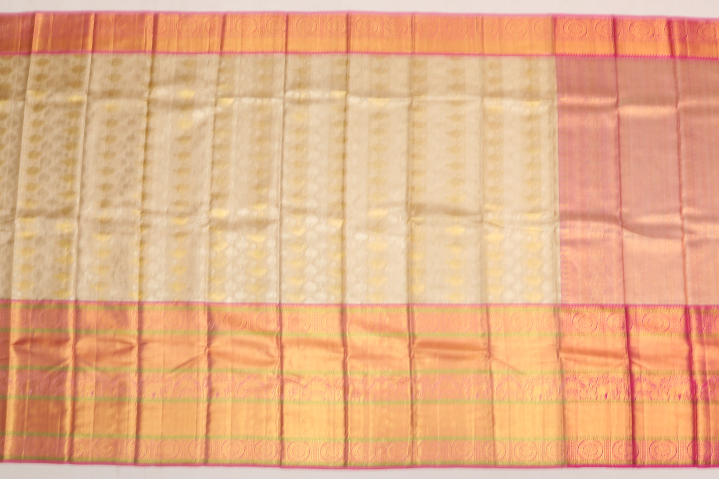 Kanchi Silk Tissue Cream Sale Saree