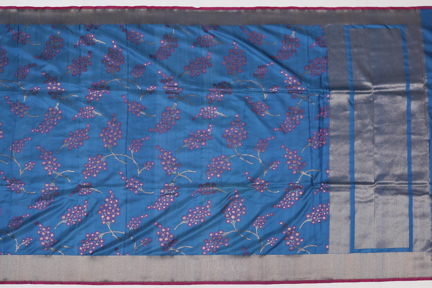 Banarasi Silk Jaal Blue Sale Saree