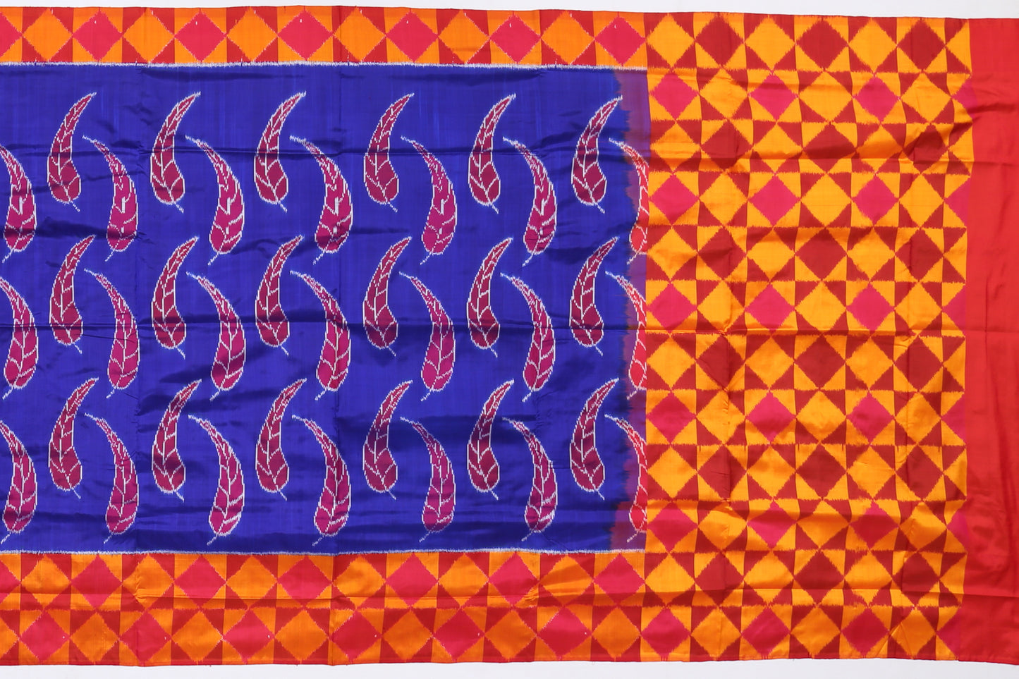 Ikat Silk Butta Blue Sale Saree