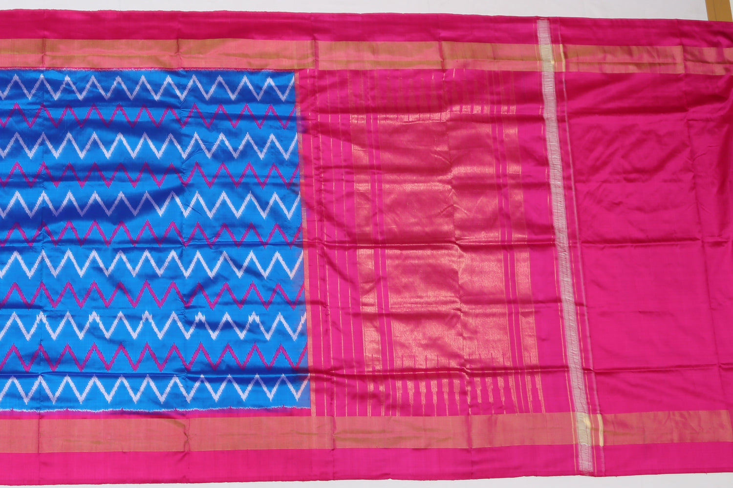 Ikat Silk Lines Blue Sale Saree