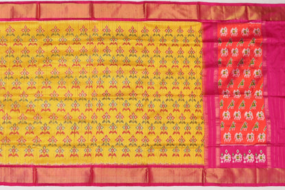 Ikat Silk Butta Yellow Sale Saree