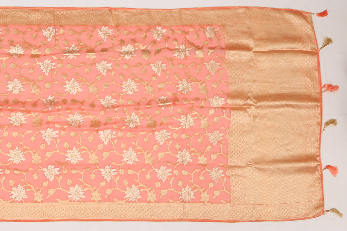 Banarasi Georgette Jaal Peach Sale Saree