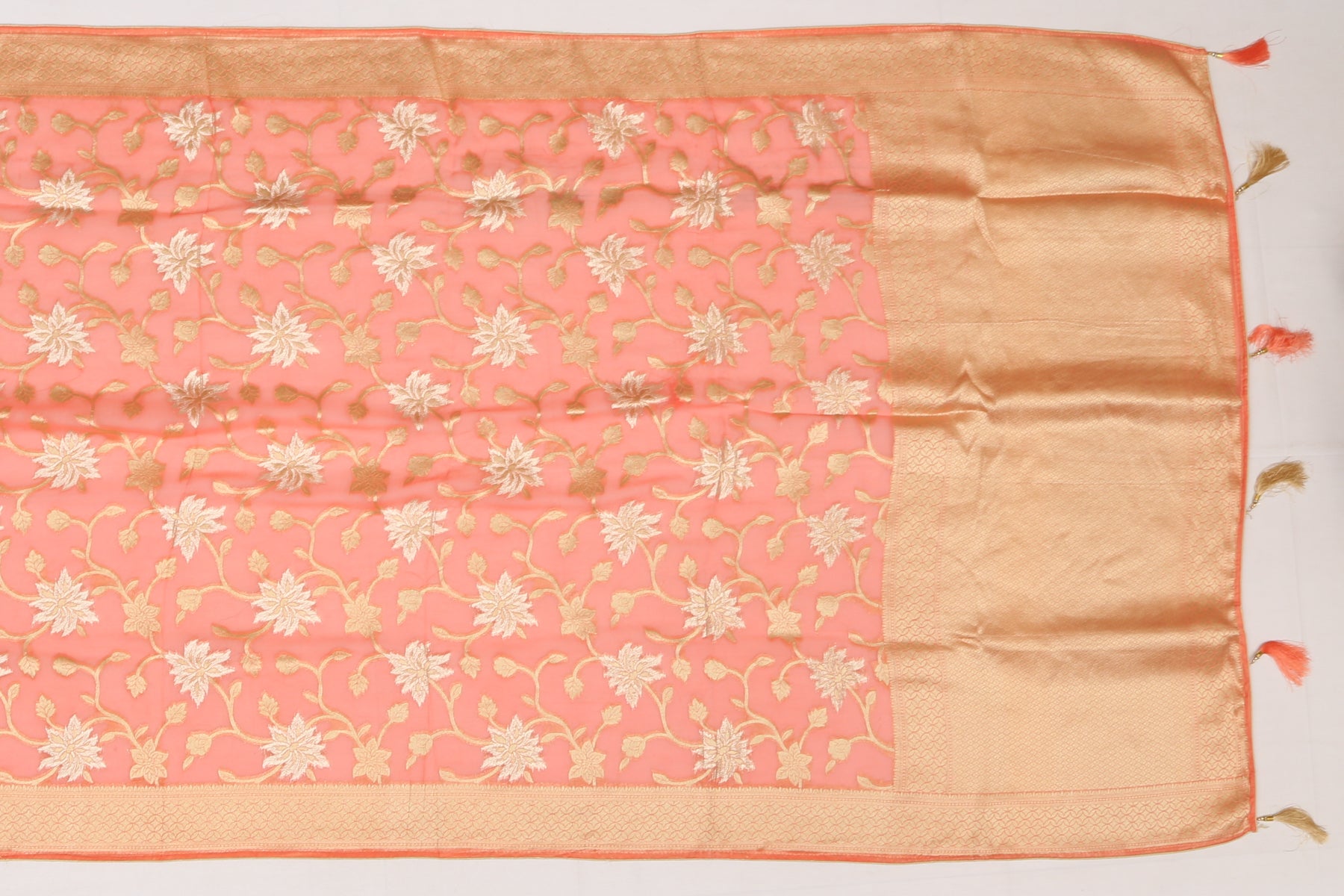 Banarasi Georgette Jaal Peach Sale Saree