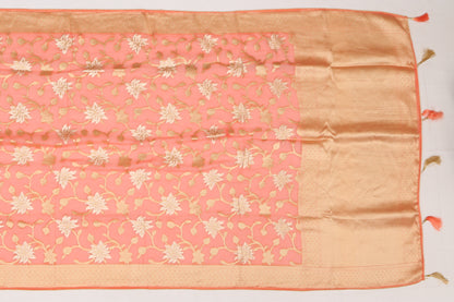 Banarasi Georgette Jaal Peach Sale Saree