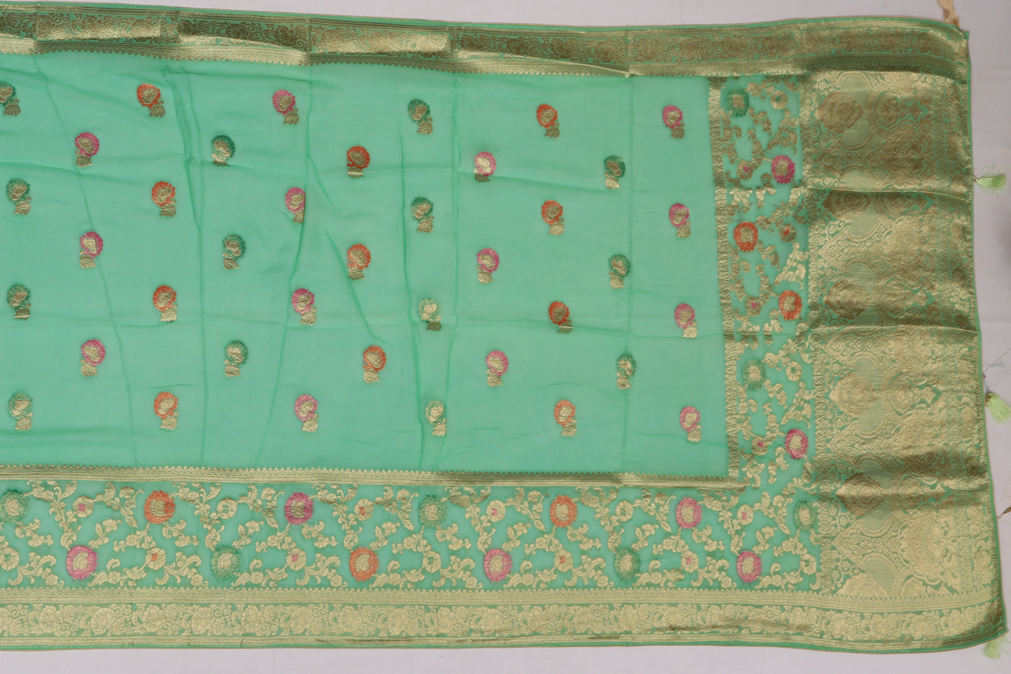 Banarasi Georgette Jaal Green Sale Saree