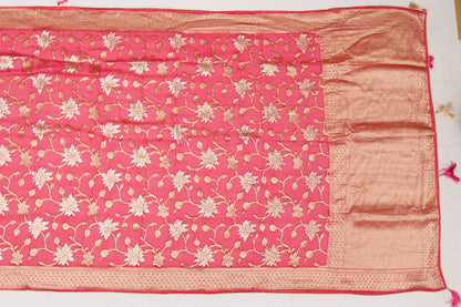 Banarasi Georgette Jaal Pink Sale Saree