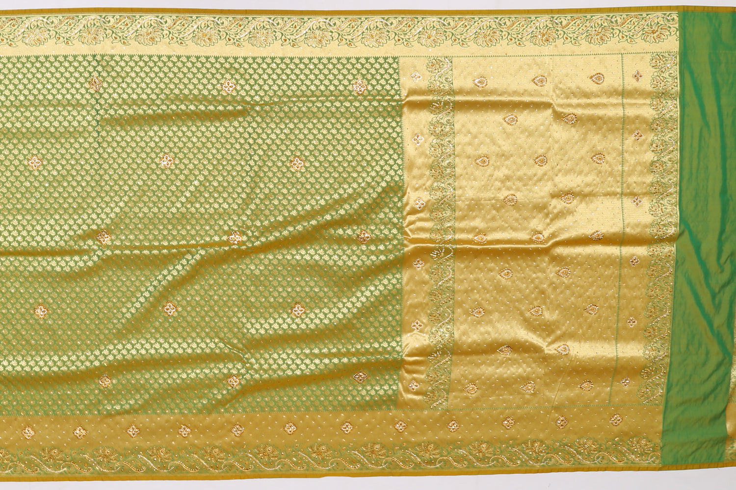 Banarasi Art Silk Embroidery Green Sale Saree