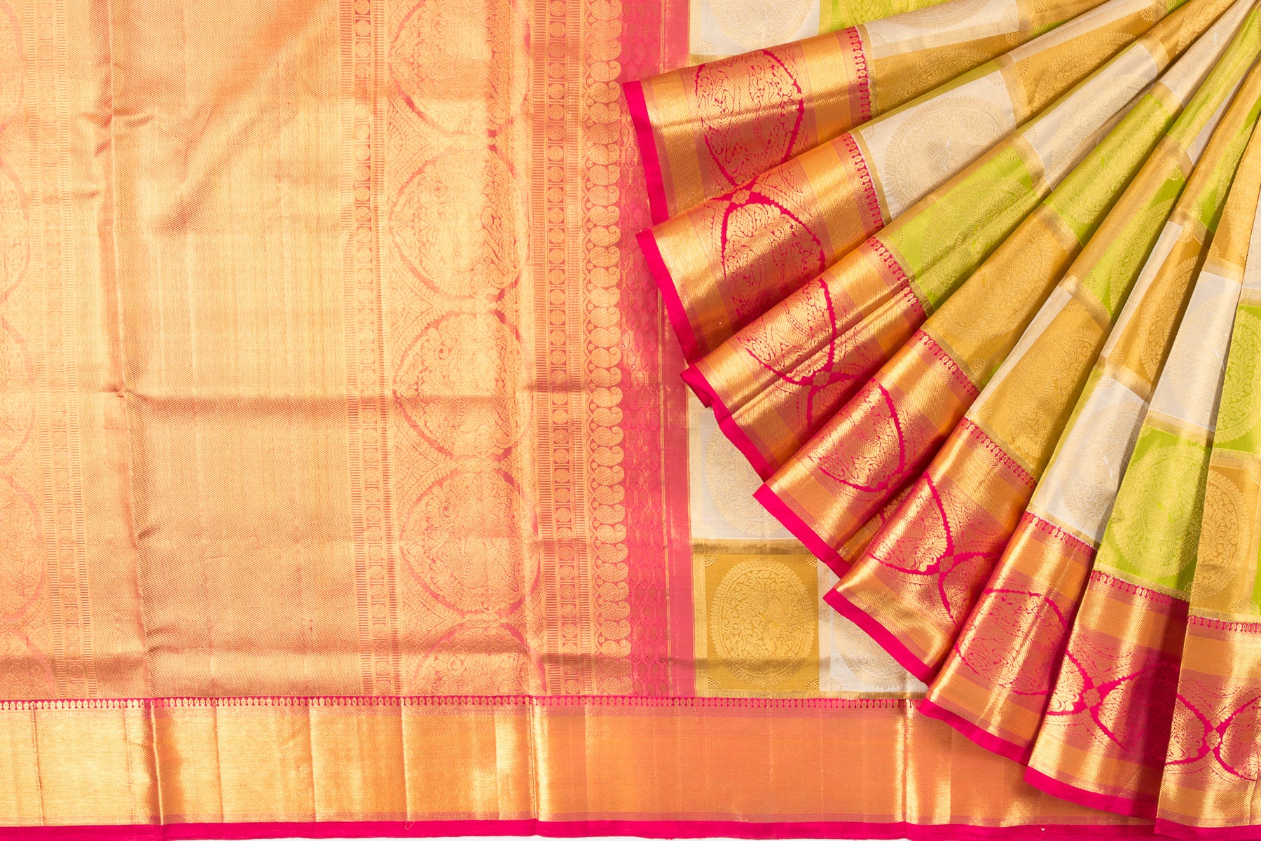 Kanchipuram Silk Checks White Saree
