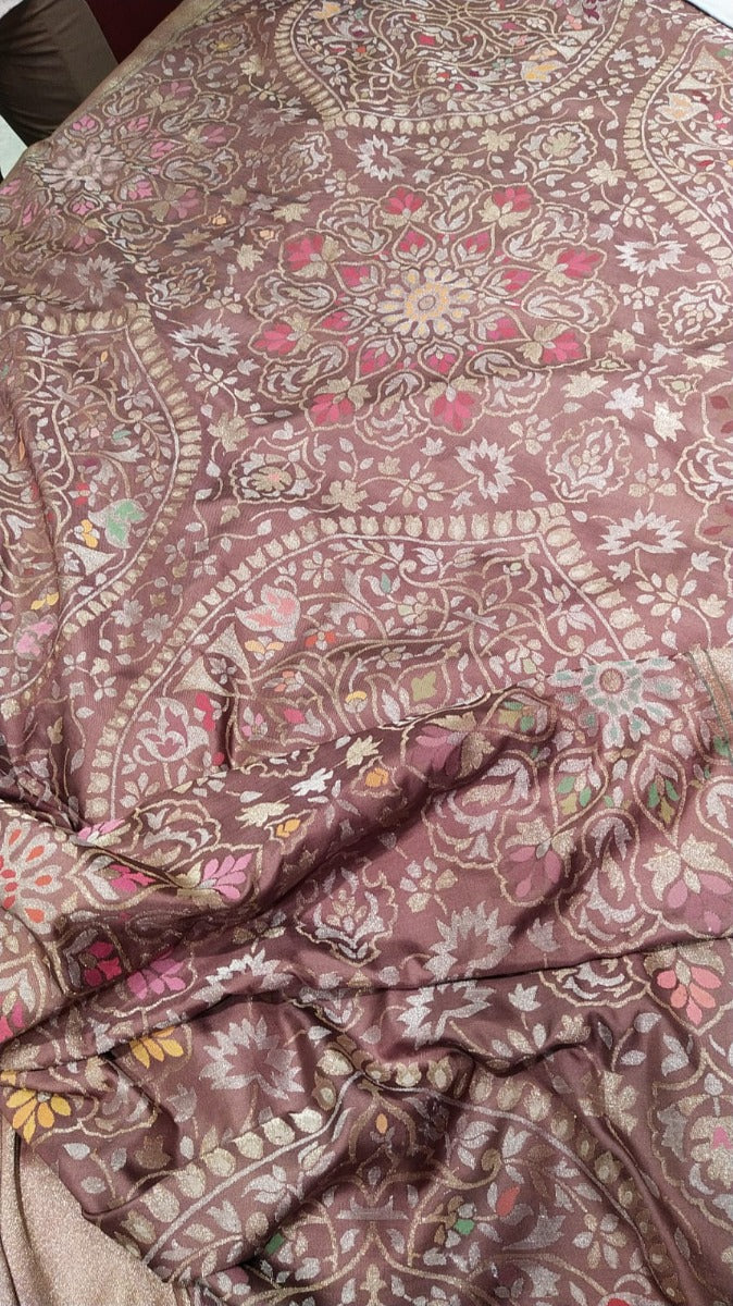 Banarasi Jamdhani brown saree