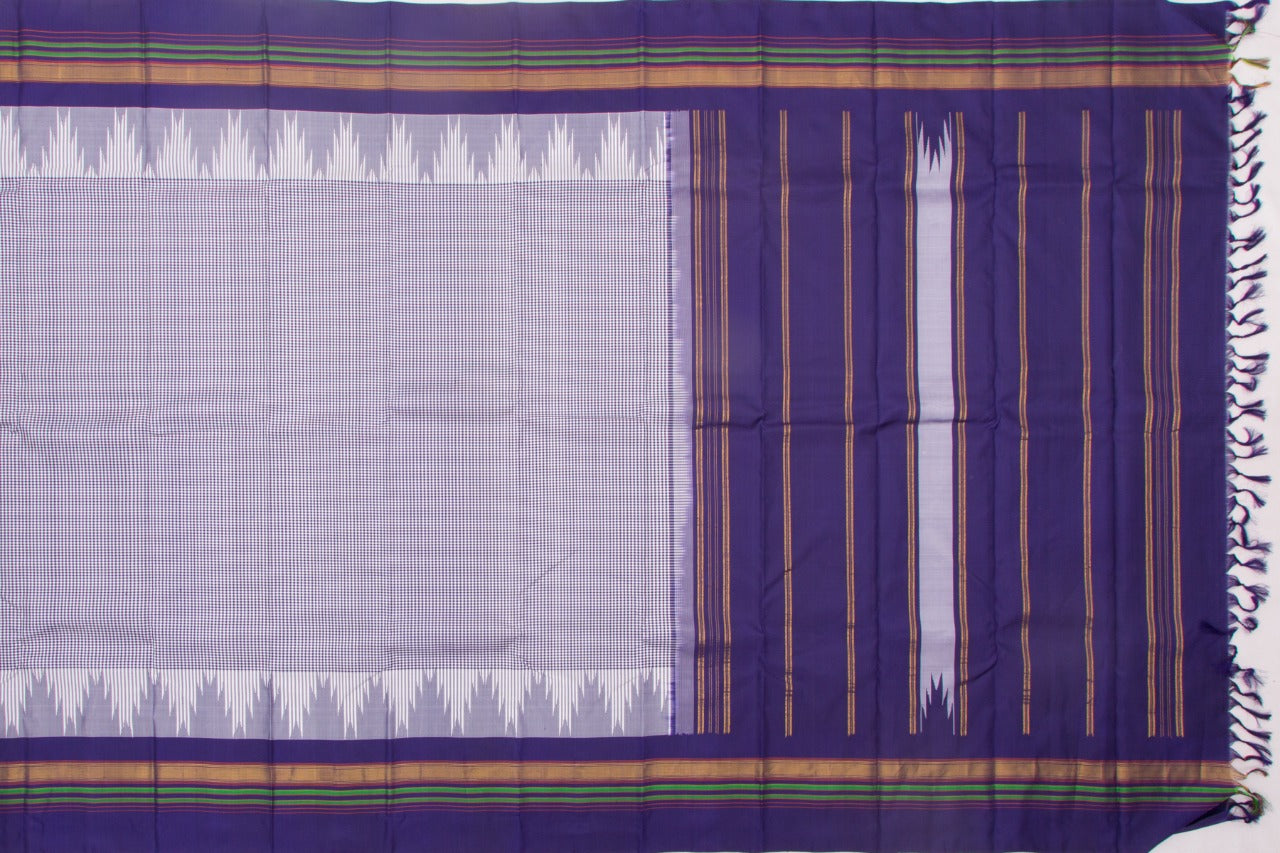 Kanchipuram Silk Checks White Saree
