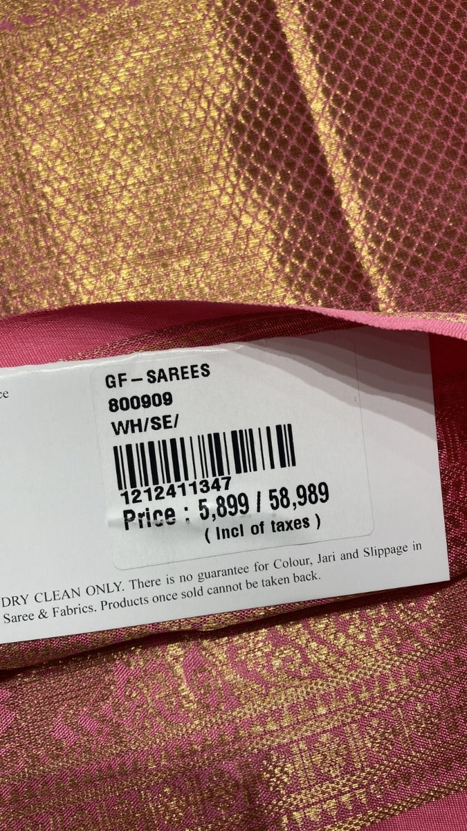 Kanchipuram Pink Tissue Butta Silk Saree