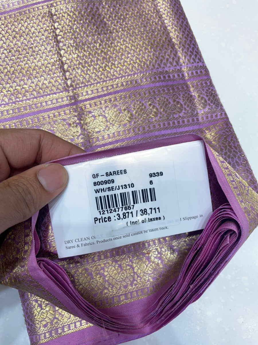 Kanchipuram Lavender Brocade Silk Saree