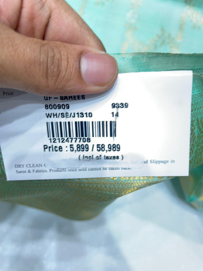 Kanchipuram Silk Pastel Blue Silk Saree