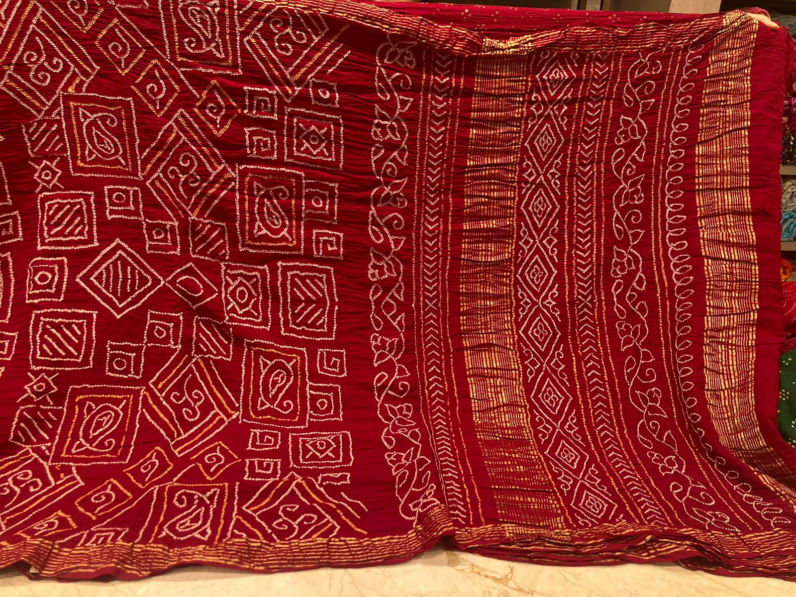 Bandhani Cotton Red Saree