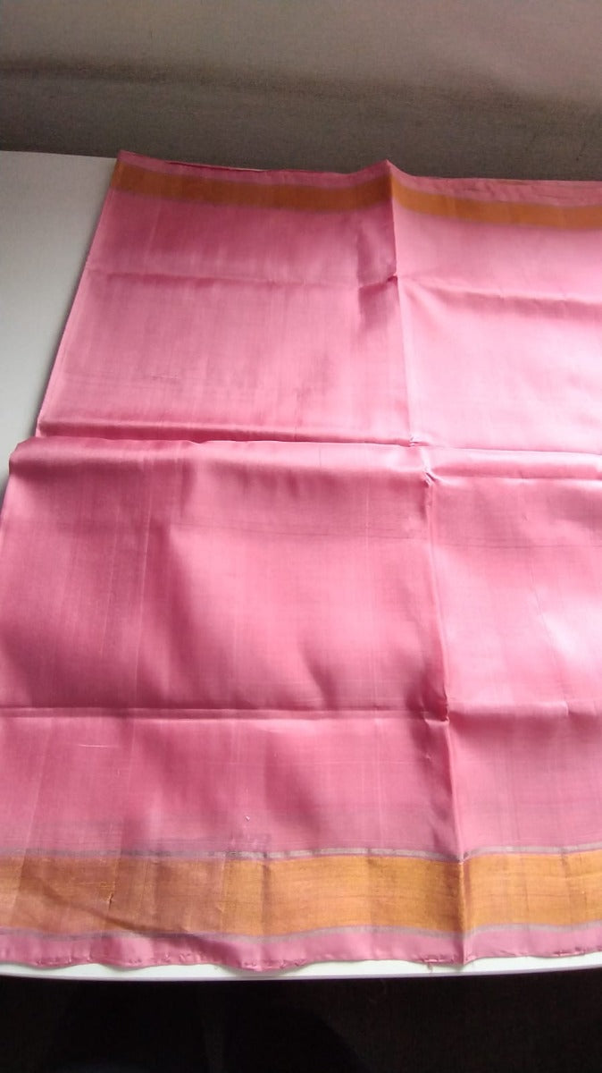 Uppada Silk Plain Pink Saree