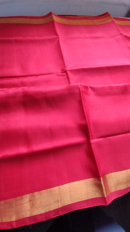 Uppada Silk Plain Red Saree