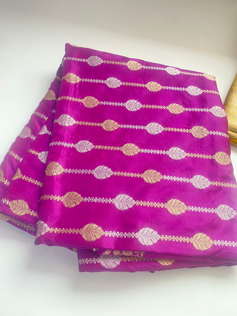 Banarasi Silk Vertical Lines Purple Saree
