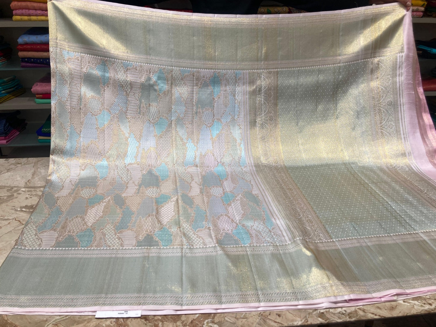 Kanchipuram  Silk Brocade powder blue saree